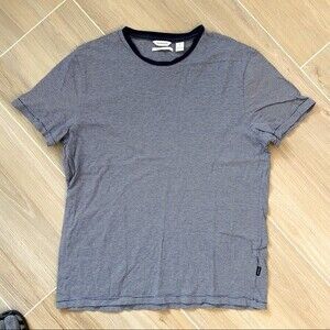 CALVIN KLEIN~LIQUID TOUCH~STRIPED SHORT SLEEVE TEE SHIRT~MEDIUM